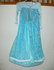 NWT NEW L Halloween Costume Frozen Elsa Lt Blue Long Dress Winter Princess