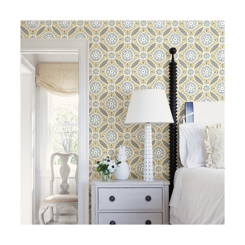A-Street Prints 2744-24114 Maya Yellow Medallion Wallpaper Maya Medallion Wal... - Picture 2 of 2