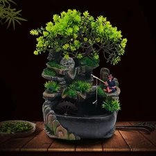 Indoor Water Fountains SPA Yoga Zen Desk Rockery Waterfall Fountain Ornament New