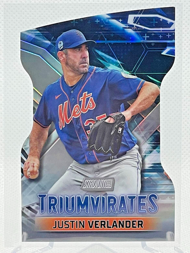 2023 Stadium Club Justin Verlander Triumvirates Insert Card #T-10 Topps Mets