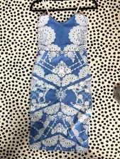 Miss Blush Blue White Lace Strappy Midi Dress UK Size 10 – Summer Party Outfit