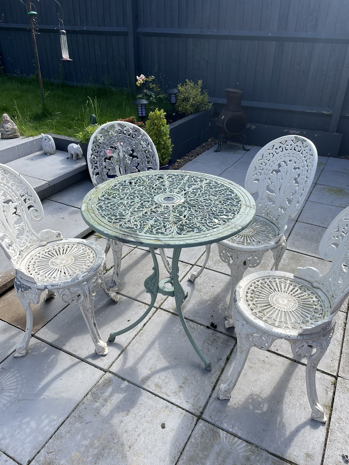 Cast Iron Garden Bistro Set 4 Chairs & Table eBay