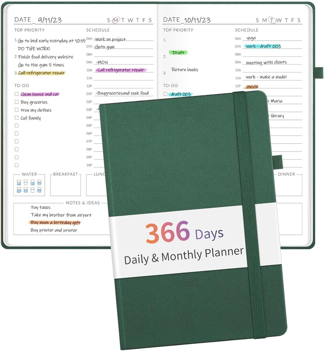 Forvencer 2025 Pocket Planner - Weekly & Monthly Planner, PU Leather Cover, A5 Or Pocket Size