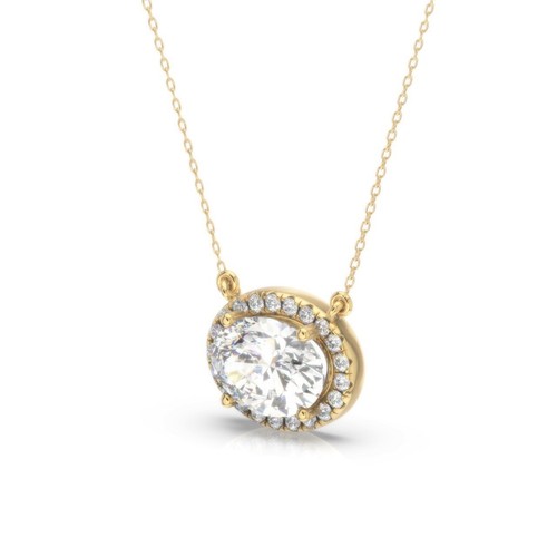 Ciondolo Diamante IGI VVS2 F Ovale 1,65 Ctw Creato in Laboratorio Oro Bianco 14k Speciale - Foto 7 di 7