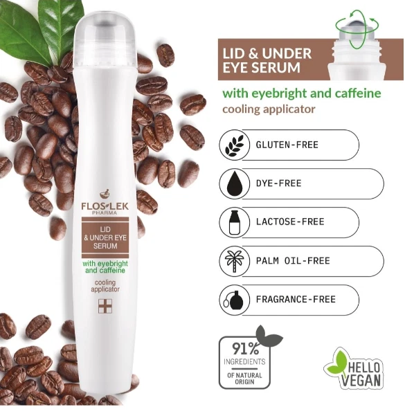 FLOSLEK EYE + EYELID ROLL-ON SERUM CREAM WITH EYEBRIGHT & CAFFEINE 15ml cooling