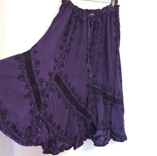XS-XL Adjustable Grunge Witchy Whimsgoth Midi Vampy Skirt Boho Crochet Embroider