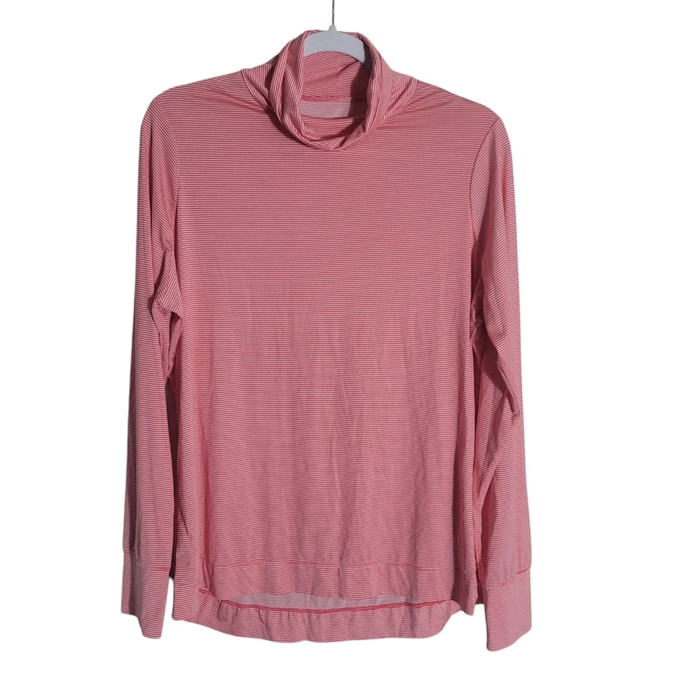 Lands End Striped Turtleneck Shirts Lot of 2 Women's Size Large Moisture Wicking - Image 2 of 4