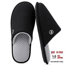 Men's Cotton Knit Slippers Lightweight Memory Foam Indoor 11-12 Spaceblack