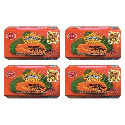 ASANTEE PAPAYA & HONEY Soap Bars w/ Vit C, E, Q10 - Skin Cleansing 4x 4.4oz