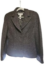 VTG Liz Claiborne Collection Women  s Size 12 Gray Wool Blend Button Front Jacket