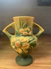 Roseville Pottery 168-6 Double Handled Peony Vase