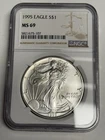 1995 NGC MS69 American Silver Eagle Dollar, U.S. .999 1 oz ASE bullion coin