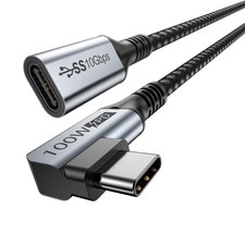 USB C Extension Cable USBC Right Angle Extender 10Gbps 100W Charging 6 FT