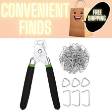 Hog Ring Pliers Kit - 110 Pack 3/4" Galvanized Rings & Pliers for Fencing & A...