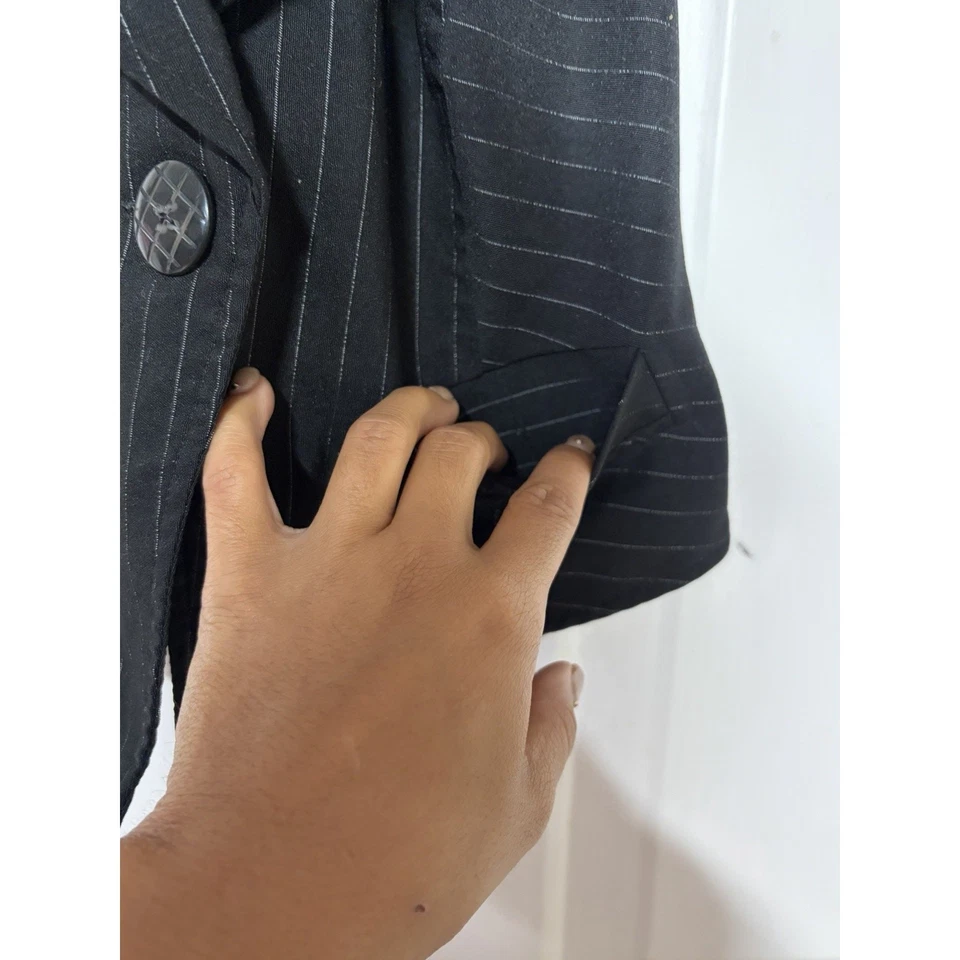 Y2K Rampage Pinstripe Halter Vest Top M Fairy Grunge Goth Emo Punk Crop Backless - Image 3 of 4