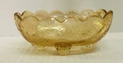 Vintage Jeanette Glass iridescent Flora gold Louisa Footed Bowl Candy Nut Bowl