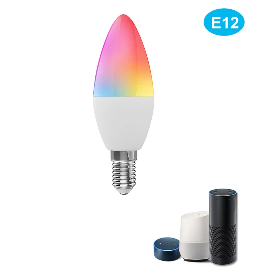 WiFi Smart Bulb RGB+W+C LED Candle Bulb 5W E12 Dimmable Light Phone APP UPXF - Image 4 of 4