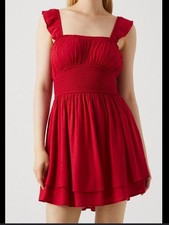 Hollister Boho Feminine Romantic Summer Red Ruffle Strap Sundress M