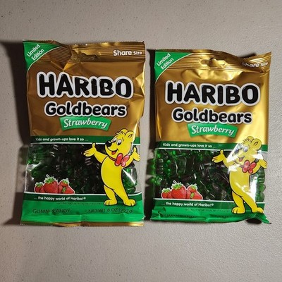 Haribo Strawberry Flavored Goldbears. 1 lb Total. Limited Edition. Gummi Candy