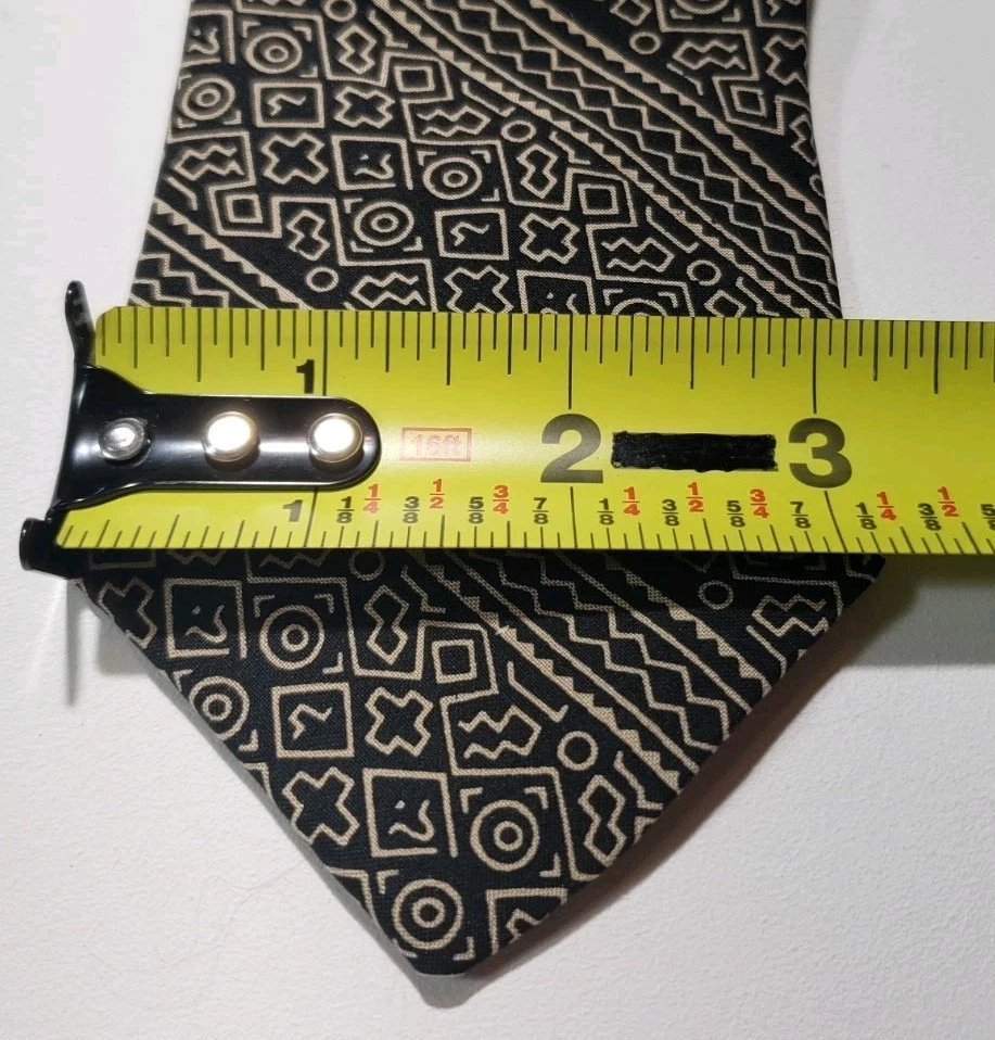 RARE African Smithsonian Tie 54.75" Black Beige Art Made In Mali By Bamana Tribe - Image 2 of 4