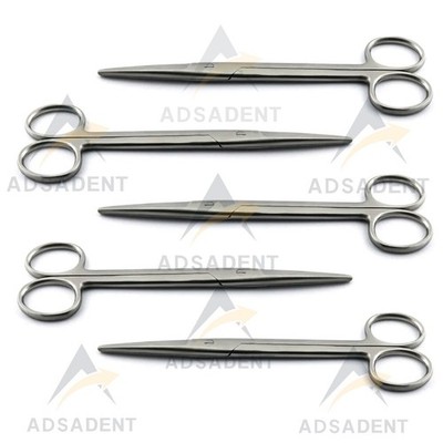 5 Pieces Mayo Scissors STR 17cm Surgical Operating Tissue Cutting Sutures Lab