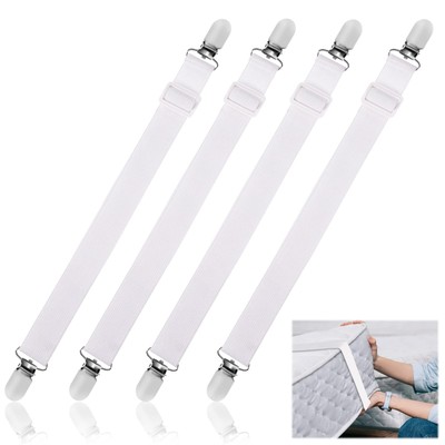 Fuyamp 4 Stück verstellbare Bettlakengurte, verstellbare Bettlakenclips, maximale Länge