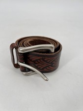 True Vtg 90s GAP Belt Made in USA Mens Size 34 Brown Leather Brass Buckle EUC