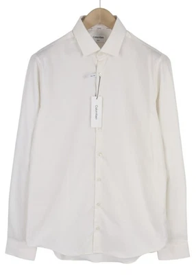 CALVIN KLEIN Chemise Classique Structure Solide Slim Homme Blanc M - Photo 1/4