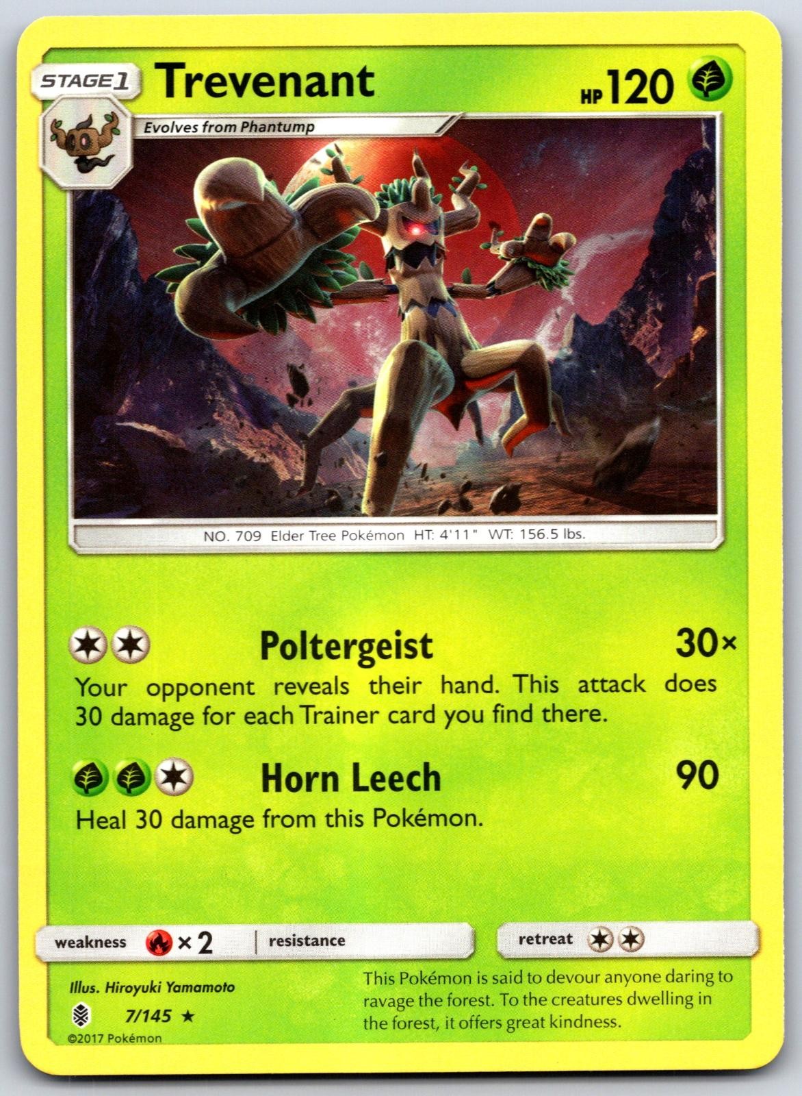 Trevenant 7 R Guardians Rising Pokemon NM