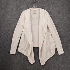 Abercrombie  Fitch Cardigan Womens S Small Ivory Open Front Chunky Knit Drape