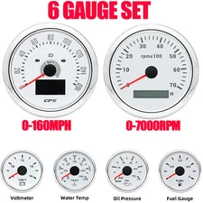 6 Gauge Set 85mm GPS Speedometer 160MPH&Tacho 7000RPM&52MM Fuel/Oil/Temp/Volt