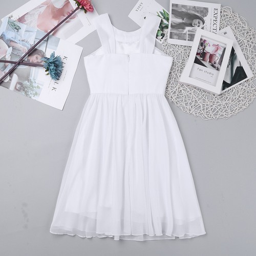 Mädchen Festlich Chiffon Kleider Kinder Sommer Hochzeits gefaltete Partykleider - Bild 55 von 63