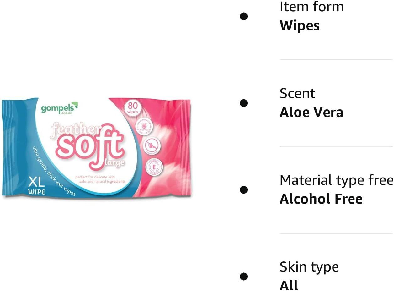 Extra Large Wet Wipes for Adults 30X20Cms (80Pk) Feather Soft Body