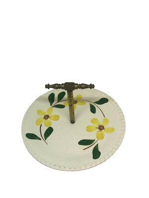 Vintage Blue Ridge Southern Potteries 9'' Tidbit Tray Metal Handle Hand Painted