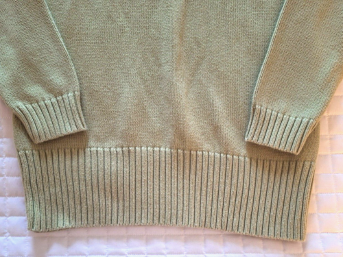 Knit Pullover Sweater 100% Cotton Shawl Collar Lite Lime Green Small Liz & Co - Picture 3 of 9
