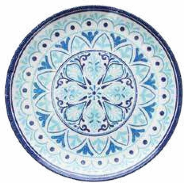 Vassoio portata piatto tondo melanina Tognana modello cefalù azzurro bianco