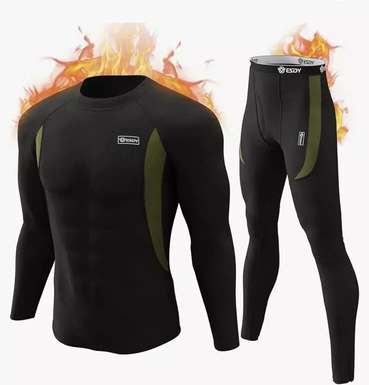 ESDY Thermal Underwear Top & Bottom Set Stretchy Fleece Lined for Men Size Small
Opens in a new wind