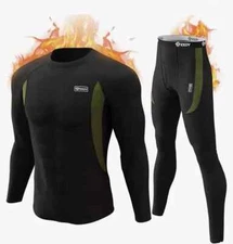 ESDY Thermal Underwear Top & Bottom Set Stretchy Fleece Lined for Men Size Small
