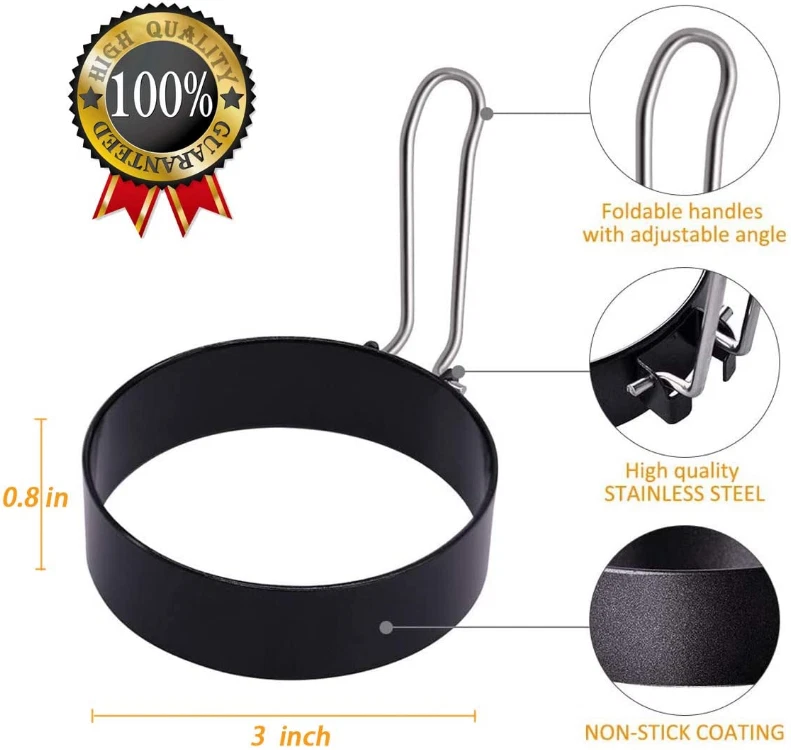 4件装蛋环模具烹饪不锈钢圆形煮蛋器戒指不粘 — 第 3/4 张图片