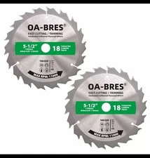 5-1/2 Inch 18 Tooth ATB Fast Cutting Trimming Saw Blade Cordless Trim Silver 2Pk