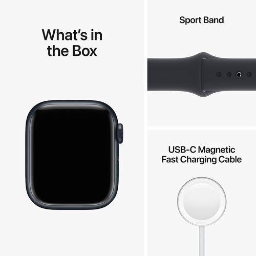 Apple Watch Series 8 GPS 41mm Midnight Aluminiowa obudowa + pasek sportowy S/M MNU73LL/A - Zdjęcie 7 z 9