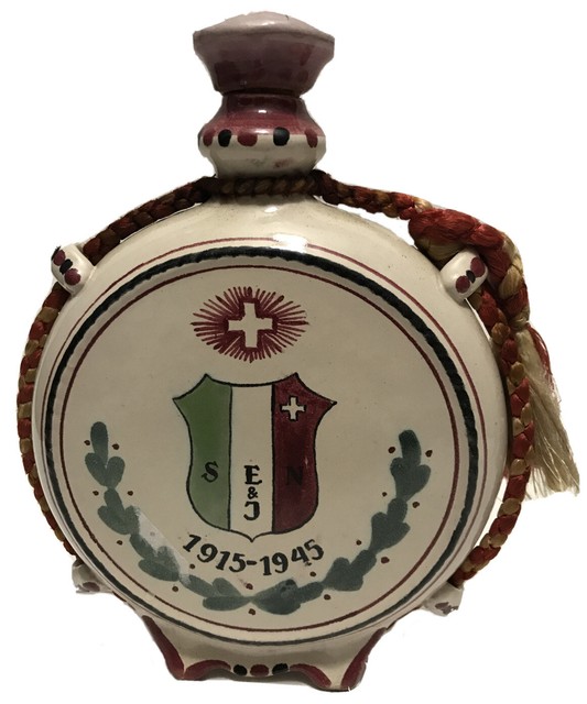 Vintage Italy Pottery Cherry Wine Ceramic Decanter Hand Painted Bottle