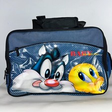 Baby Looney Tunes Large Cosmic Blue Diaper Bag 16" x 11" Sylvester Tweety NOTE