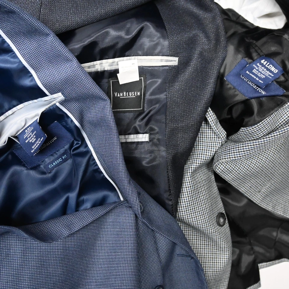 Lote 3 chaquetas de abrigo deportivas blazer pata de gallo ojo de pájaro azul 44L para hombre Foto 2 de 4