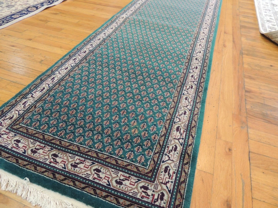 2x14  3x14   Meir Transitional Geometric LONG RUNNER  Oriental  Rug wool Green - Image 3 of 4