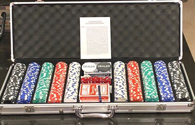 POKER CHIP SET in ALUMINUM CASE 500 chips BRAND NEW UNUSED SEALED