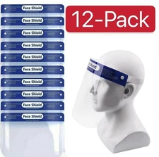 12 PCS Safety Full Face Shield Reusable Protection Cover Face Eye Cashier Unisex