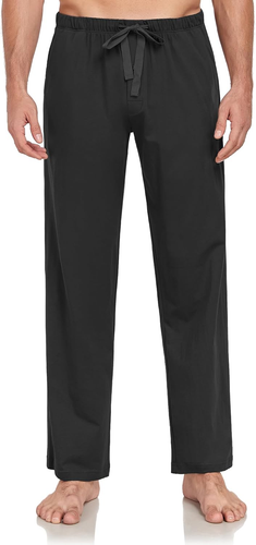 100% Cotton Mens Pajama Pants Lightweight Sleep Lounge Bottoms Elastic Waistband