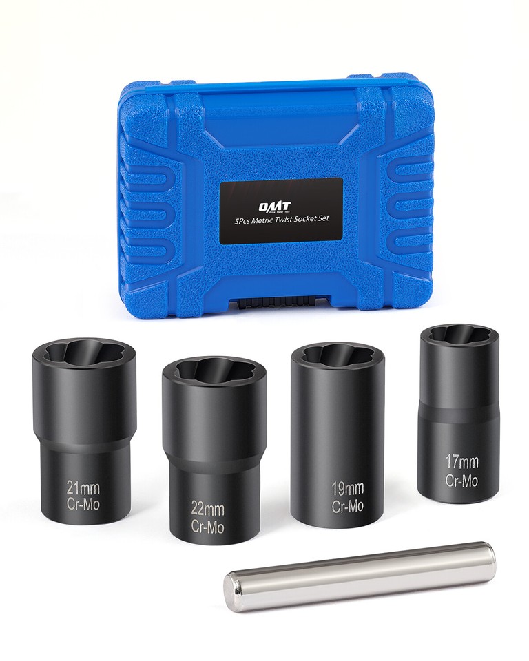 5Pc Wheel Lug Nut Remover Drive Twist Socket Kit Remove Damaged Locked