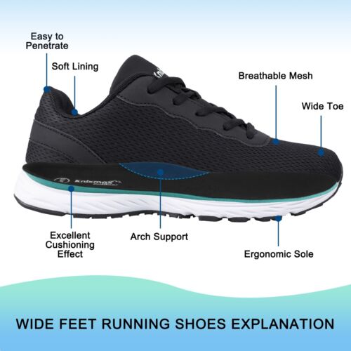 Knixmax Wide Fit Mens Womens Sneaker Athletic Shoes Cushioning Road Running Shoe - Picture 3 of 24